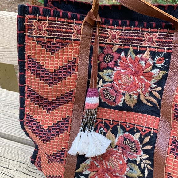 Johnny Was embroidered canvas tote - Picture 2 of 5